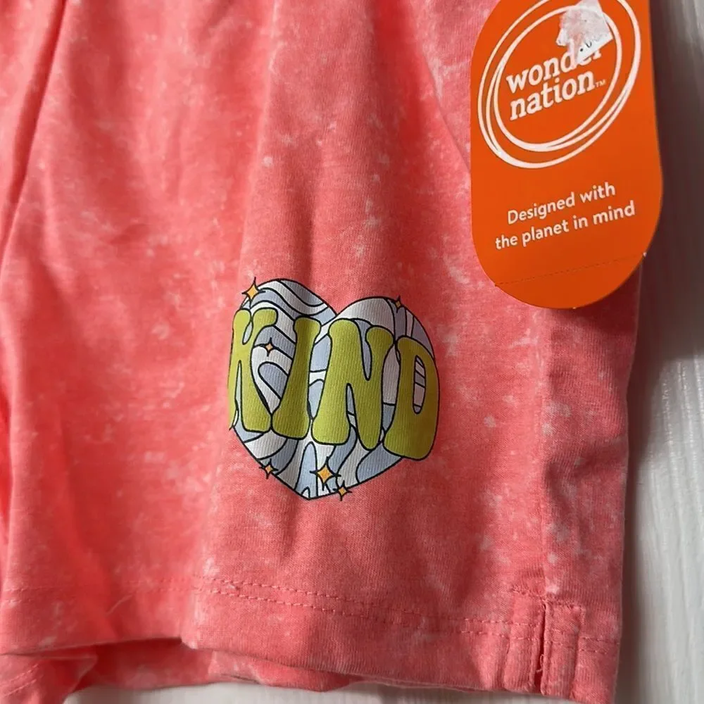 Girls XXL matching “be kind” shorts and tee set